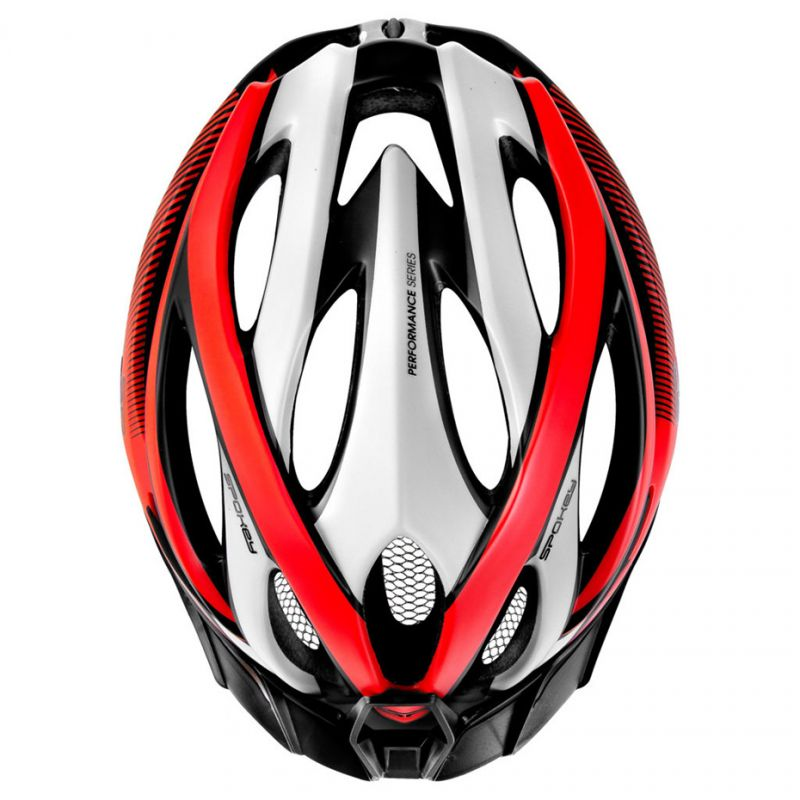 Spokey Spectro Casco de Bicicleta 58-61 cm - Rojo-Gris, Ligero y Ajustable con 21 ventilaciones