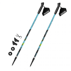 Spokey Meadow Nordic Walking Poles - Adjustable, Anti-Shock, Reflective, Aluminum - Blue/Black/Green