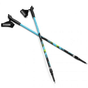 Spokey Meadow Nordic Walking Poles - Adjustable, Anti-Shock, Reflective, Aluminum - Blue/Black/Green