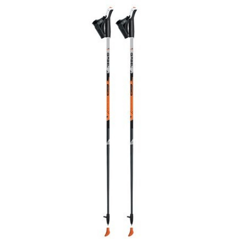 Gabel Stride X-1.35 Nordic walking poles, lightweight carbon-fiber design with adjustable straps for outdoor adventures.