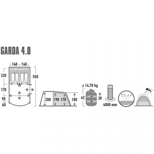 High Peak Garda 4.0 Tent - Spacious 4-Person Tent with Waterproof Design & Advanced Ventilation