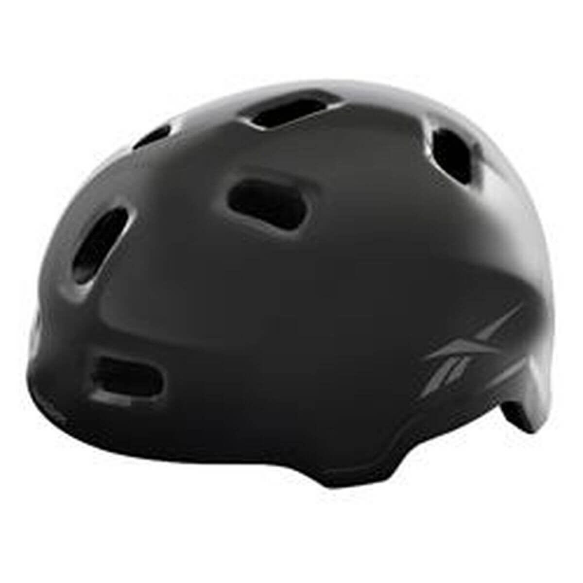 Black Reebok helmet designed for outdoor sports, featuring ventilation holes for comfort and safety.