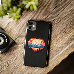 Funda para teléfono con diseño de amor en la montaña