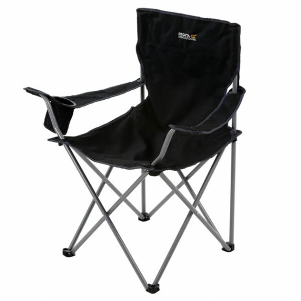 Foldable Camping Chair Regatta Isla Black for outdoor adventures, durable polyester construction, ideal camping product from revlando.com.