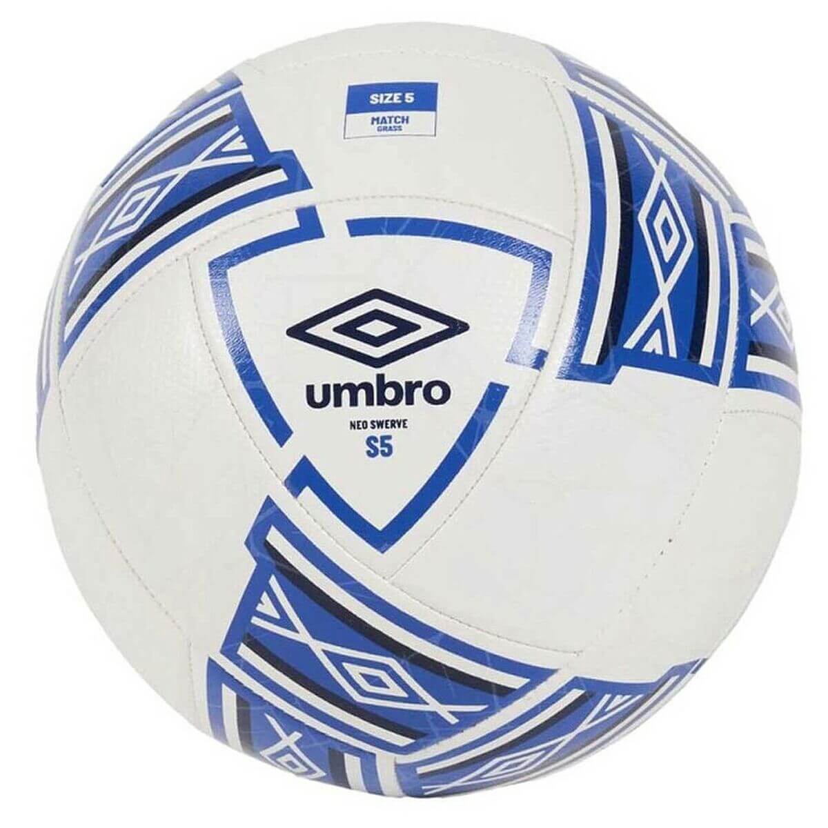 Indoor football Umbro NEO 21308U 759 white ball with blue design, size 5 for men's sports and fitness.