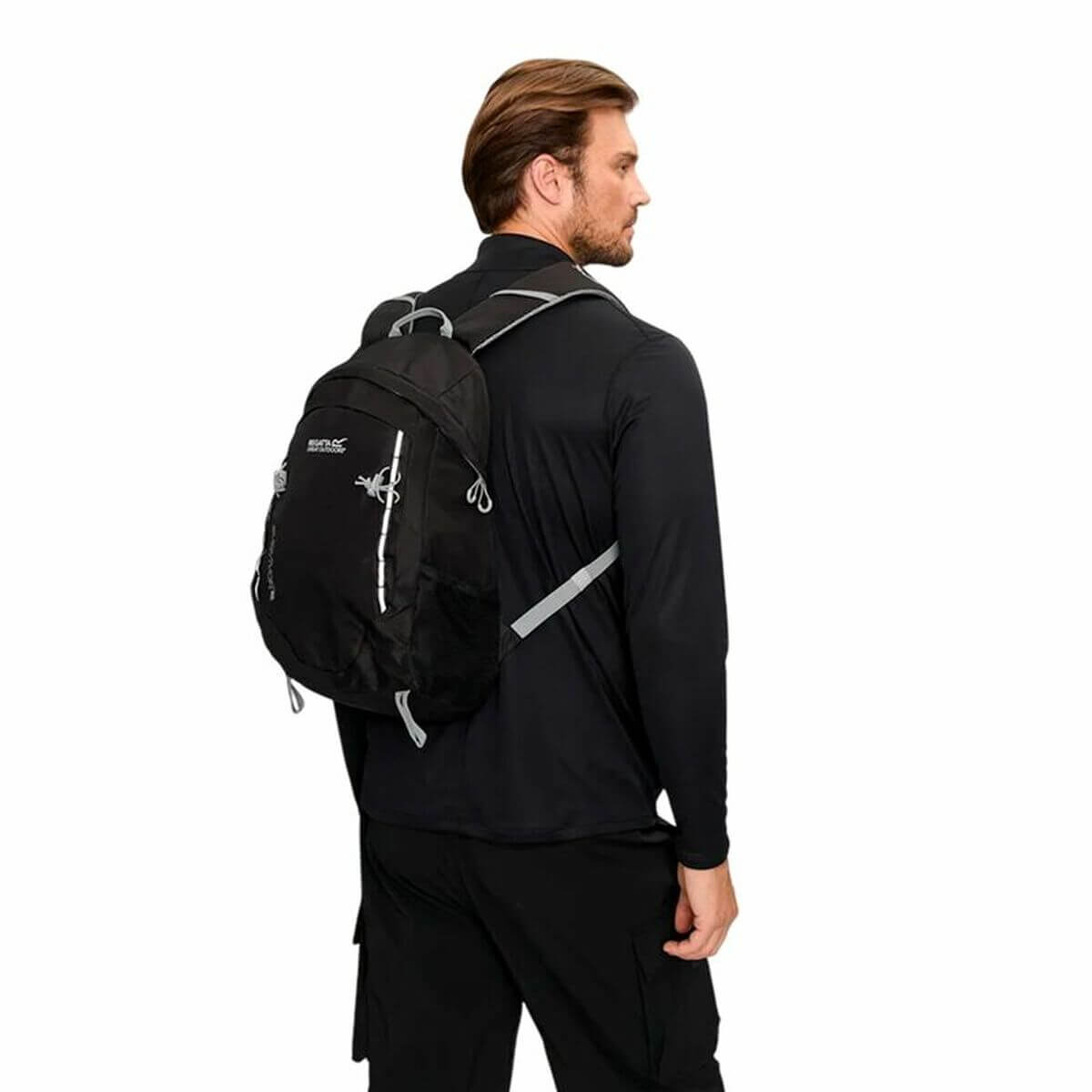 Hiking Backpack Regatta Survivor V4 in black, ideal for outdoor adventures and camping activities from revlando.com.