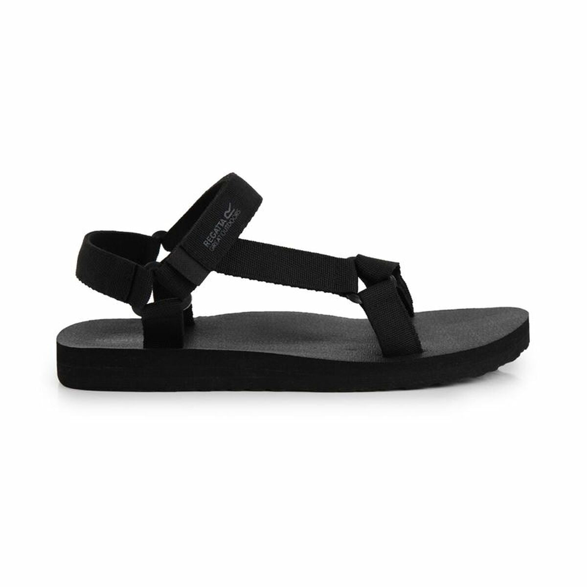 Mountain sandals Regatta Vendeavour in black, ideal for outdoor adventure and camping. Perfect for men and adults.