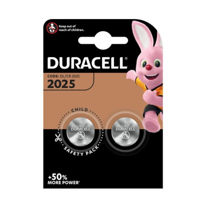 Batería de botón de litio Duracell 3V 2025 DL/CR2025 - Paquete de 2 | Energía duradera para dispositivos pequeños