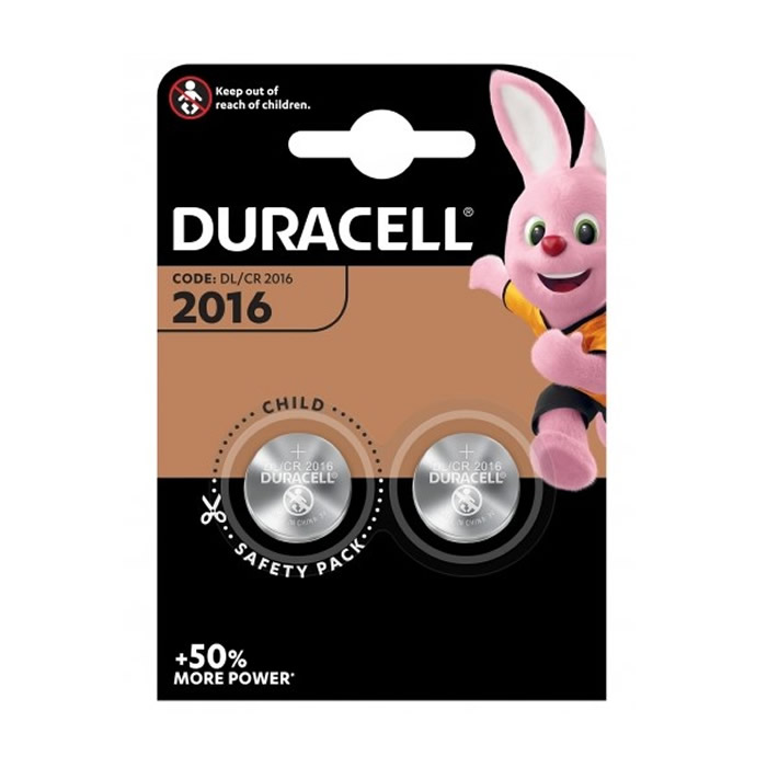 Pilas de botón de litio Duracell CR2016 de 3 V - Paquete de 2 | Energía duradera para llaveros, relojes y más