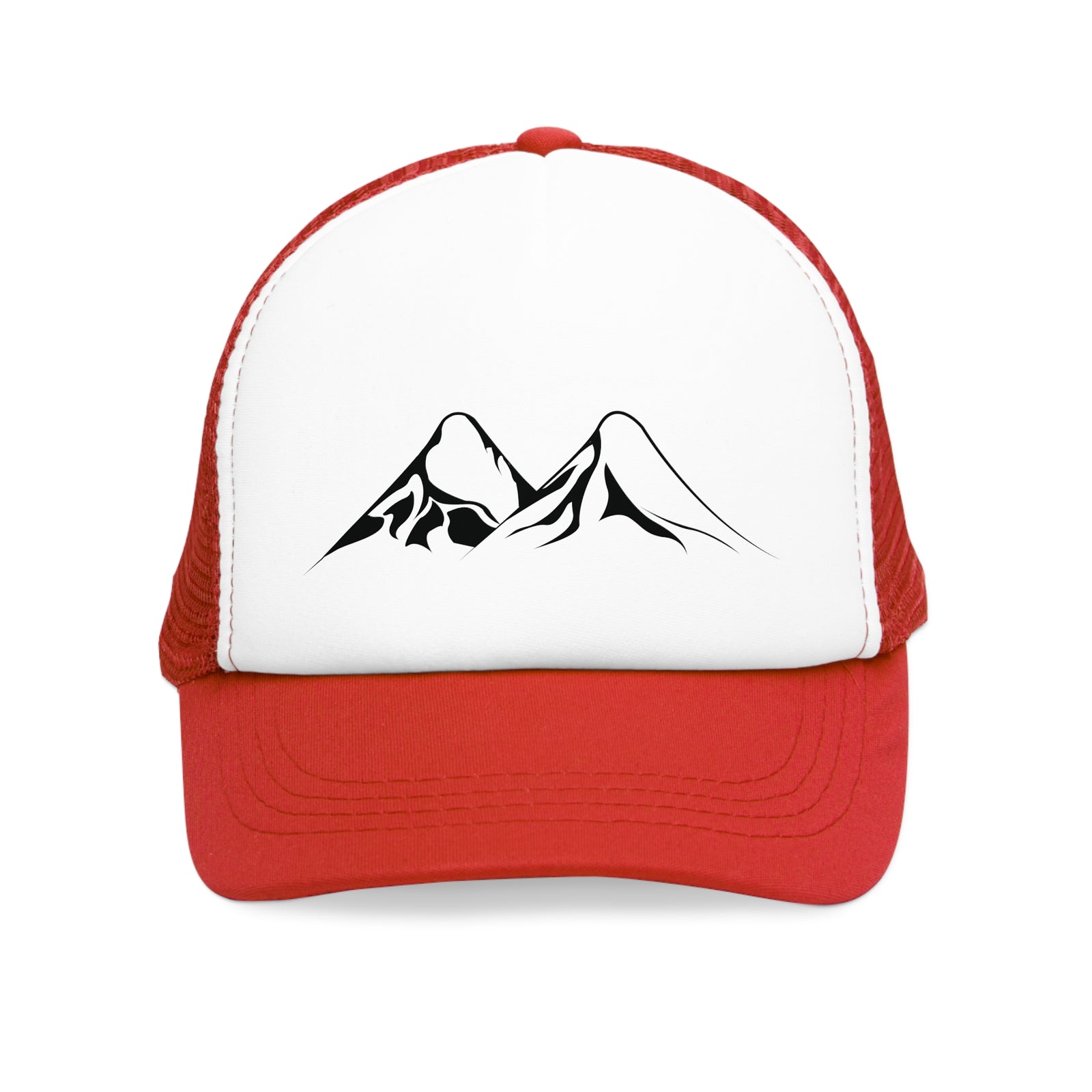 Mesh cap with mountain design, perfect for outdoor adventures and camping, available at revlando.com.