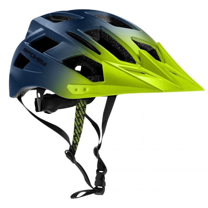 Casco de bicicleta Spokey Pointer M con iluminación LED, azul marino/amarillo, ajuste ajustable, seguridad mejorada