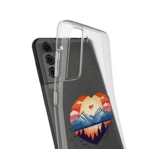 Funda para teléfono con diseño de amor en la montaña