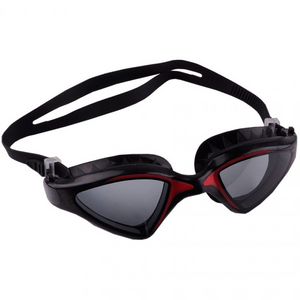 Gafas de natación Crowell Flo - Negro y rojo, cierre ajustable, filtro UV