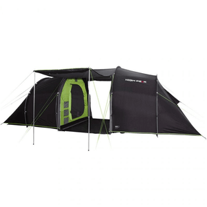 High Peak Tauris 6-Person Tent in gray and green for outdoor family camping adventures, featuring spacious design and durable materials.