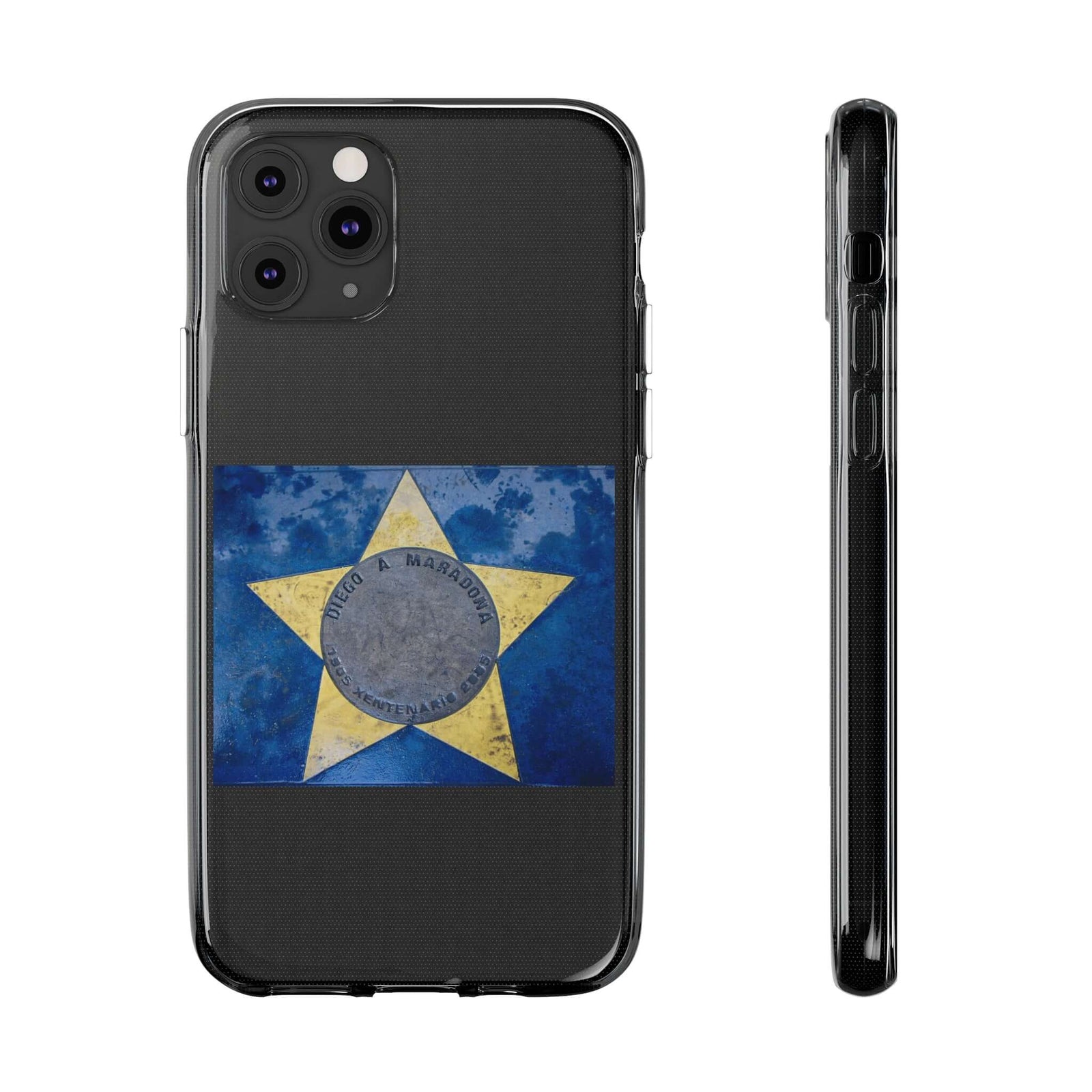 Phone case featuring a retro Diego Maradona star design, ideal for adventure and outdoor enthusiasts.