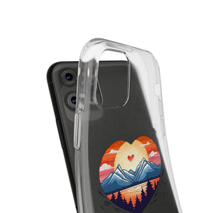 Funda para teléfono con diseño de amor en la montaña