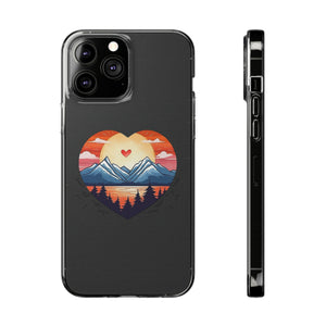 Funda para teléfono con diseño de amor en la montaña