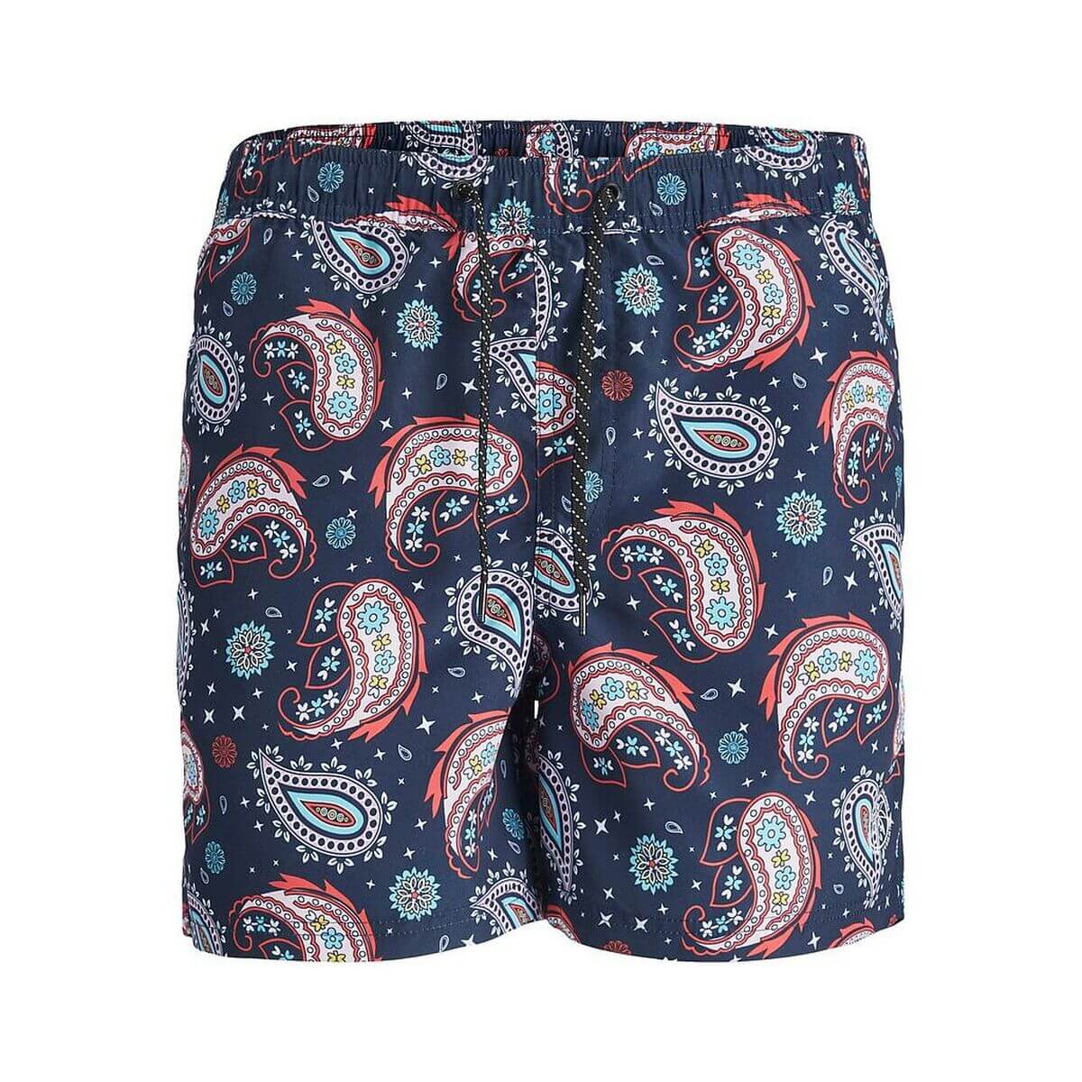 Children's Navy Blue Bathing Costume by Jack & Jones, paisley print, ideal for summer outdoor adventures and camping.