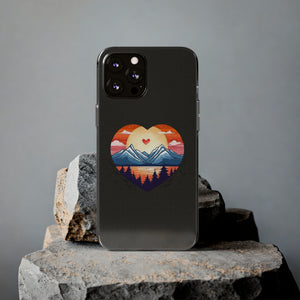 Funda para teléfono con diseño de amor en la montaña