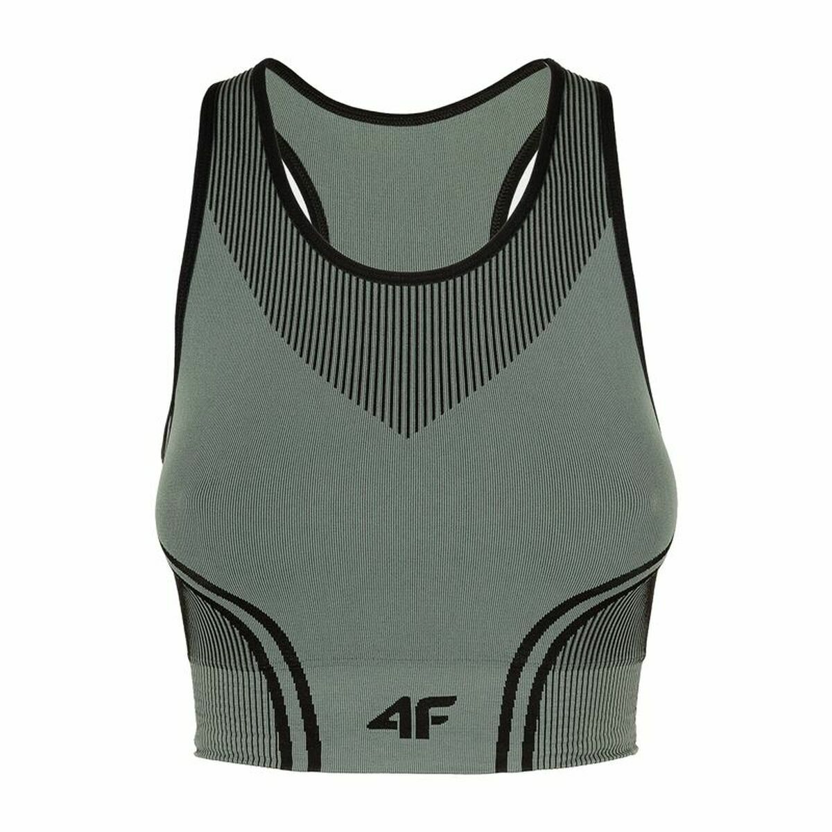 4F Grey Sports Bra for yoga and outdoor activities, ideal for camping and adventures on revlando.com.