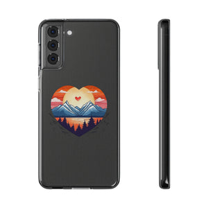 Funda para teléfono con diseño de amor en la montaña