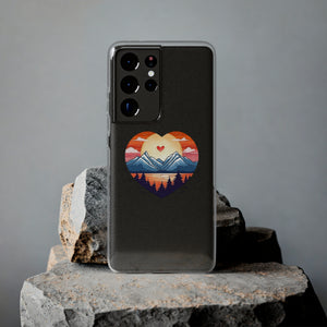 Funda para teléfono con diseño de amor en la montaña