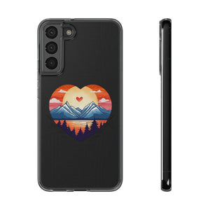 Funda para teléfono con diseño de amor en la montaña