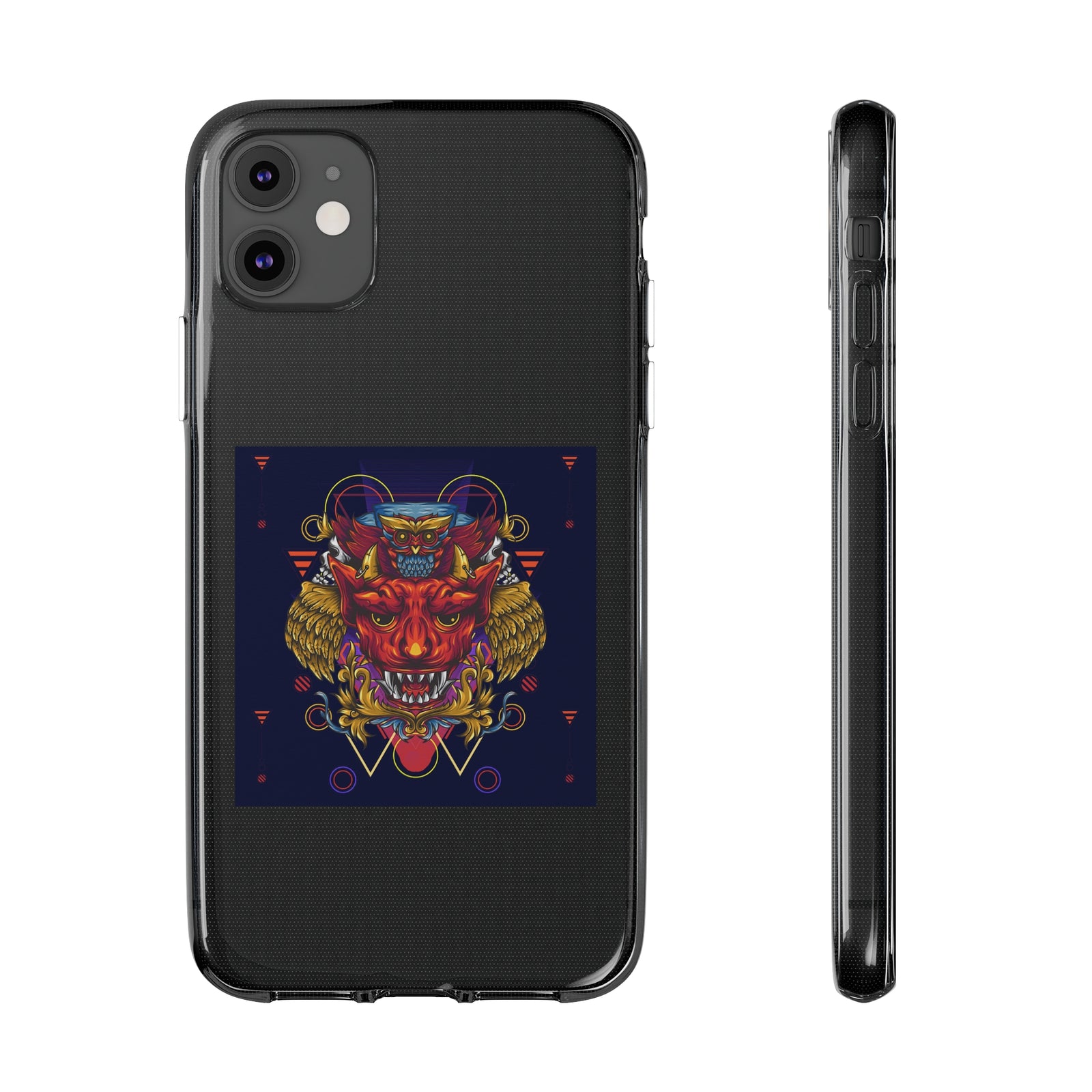 Phone case featuring a vibrant Diablo design, flexible TPU material ideal for outdoor adventures. Shop at revlando.com.