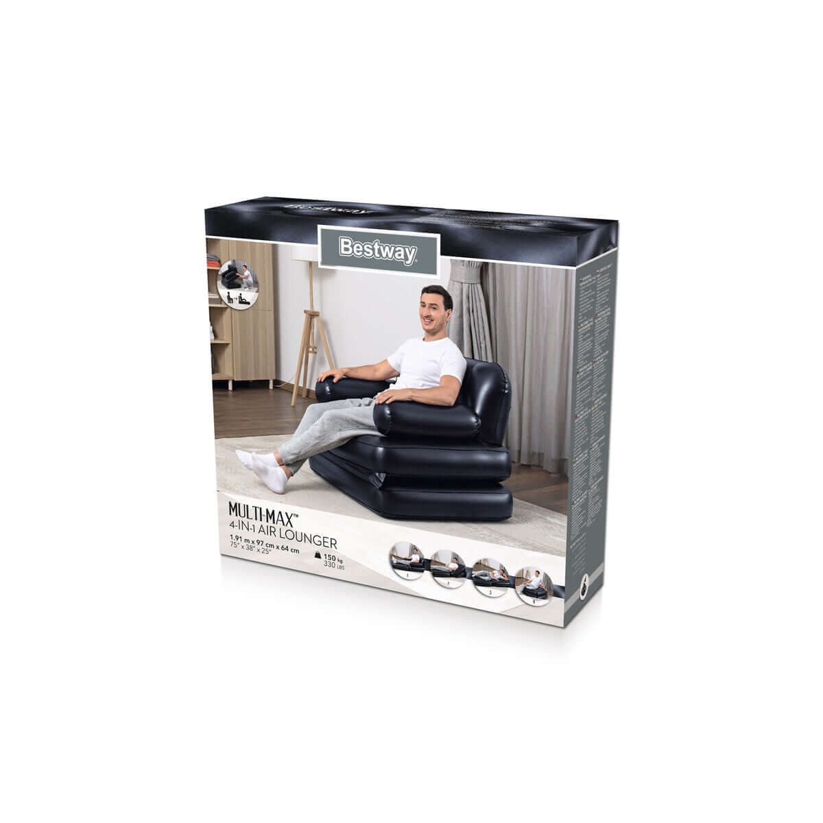 Inflatable Armchair Bestway 191 x 38 x 25 cm Black-10