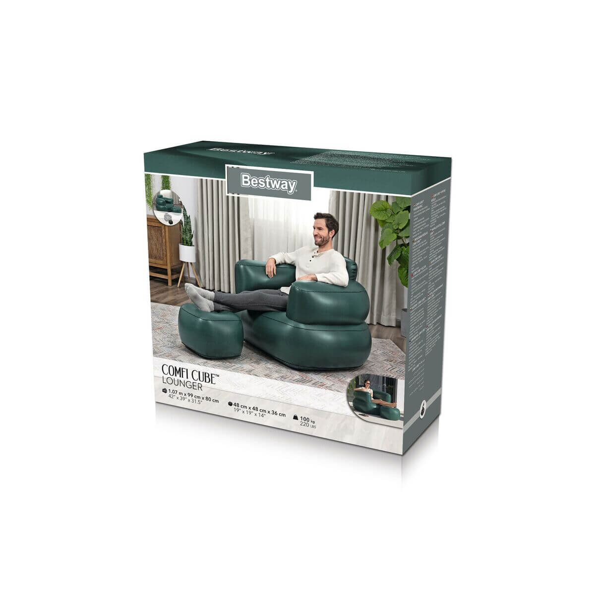 Bestway Inflatable Armchair with Footrest Assorted Color 107x99x80/48x48x36 cm Indoor 75137-4