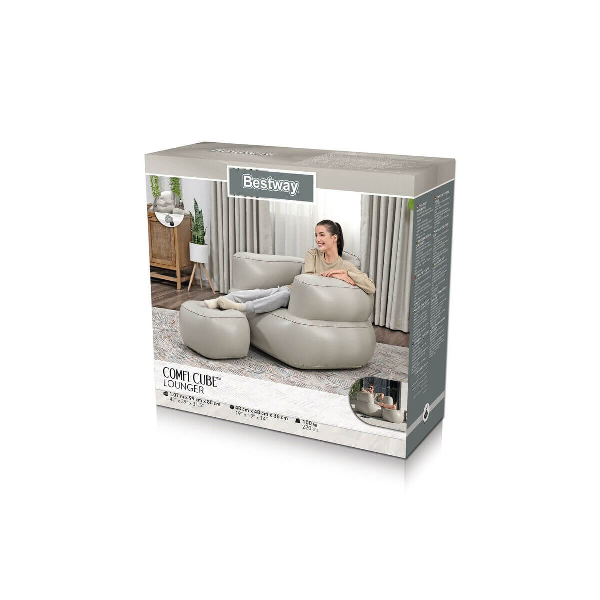 Bestway Inflatable Armchair with Footrest Assorted Color 107x99x80/48x48x36 cm Indoor 75137-3