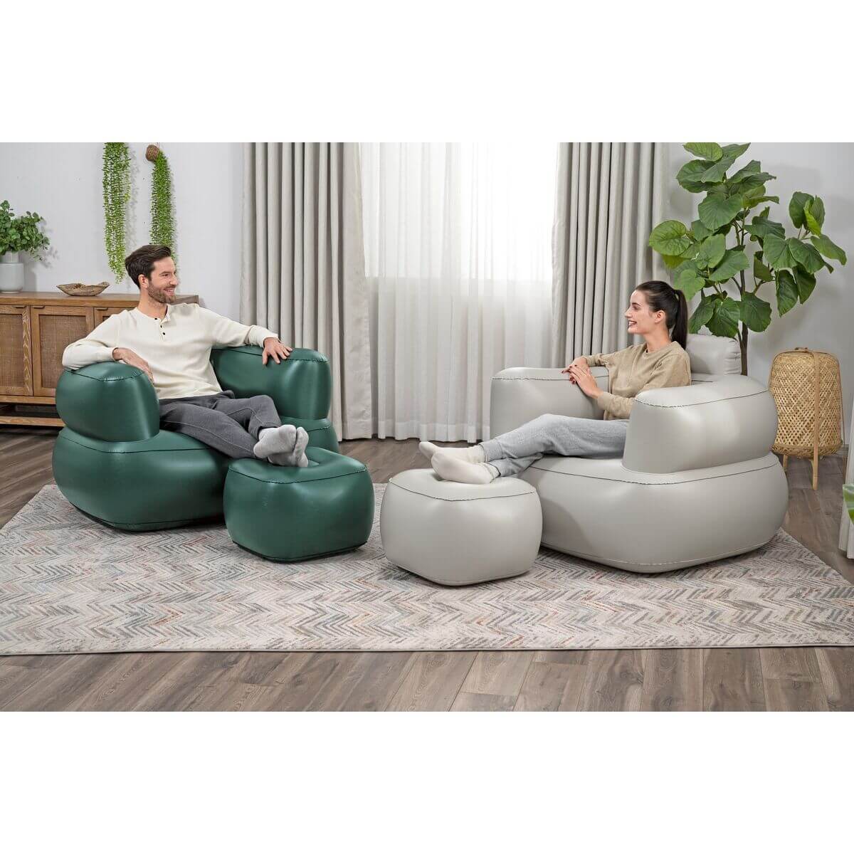 Bestway Inflatable Armchair with Footrest Assorted Color 107x99x80/48x48x36 cm Indoor 75137-2
