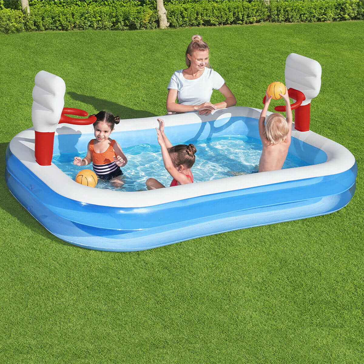 Inflatable Paddling Pool for Children Bestway 636 L 254 x 168 x 102 cm Basketball-0