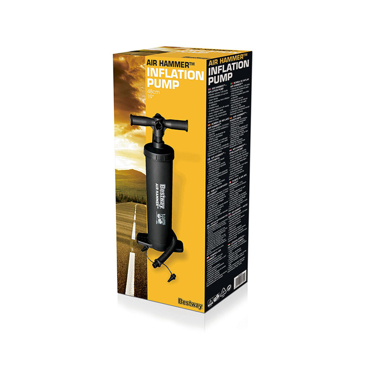 Air Pump Bestway 48 cm in black, ideal for outdoor camping adventures, manual operation, suitable for adults.