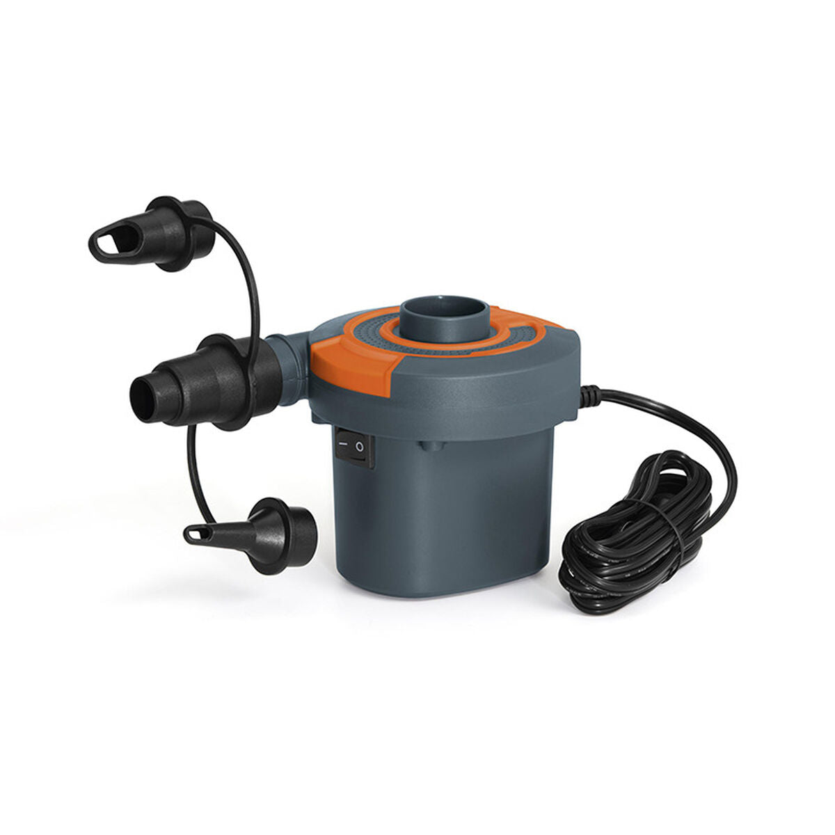 Electric Air Pump by Bestway in grey and orange, ideal for outdoor camping adventures, 490 l/min.