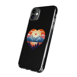 Funda para teléfono con diseño de amor en la montaña