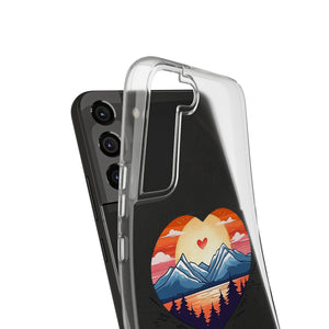 Funda para teléfono con diseño de amor en la montaña