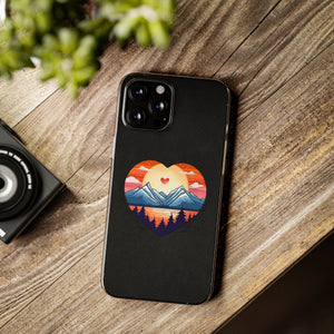 Funda para teléfono con diseño de amor en la montaña