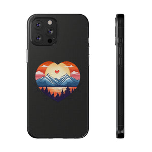 Funda para teléfono con diseño de amor en la montaña