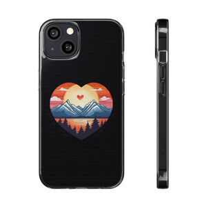 Funda para teléfono con diseño de amor en la montaña