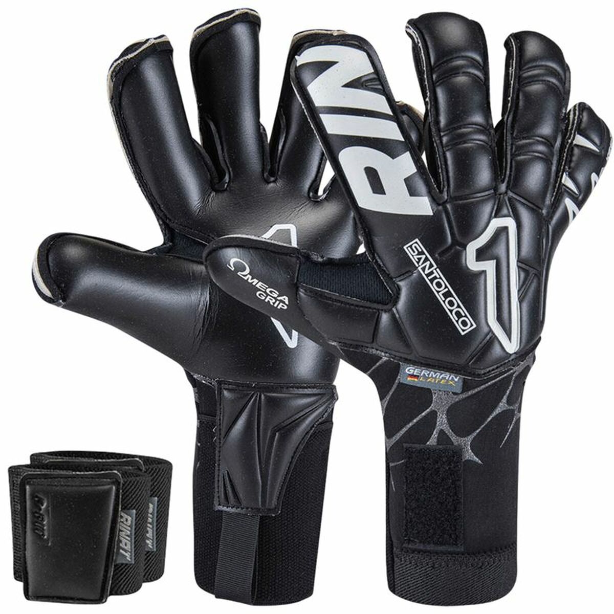 Rinat Santoloco Alpha multicolour goalkeeper gloves for adults, ideal for outdoor adventure and sports performance.