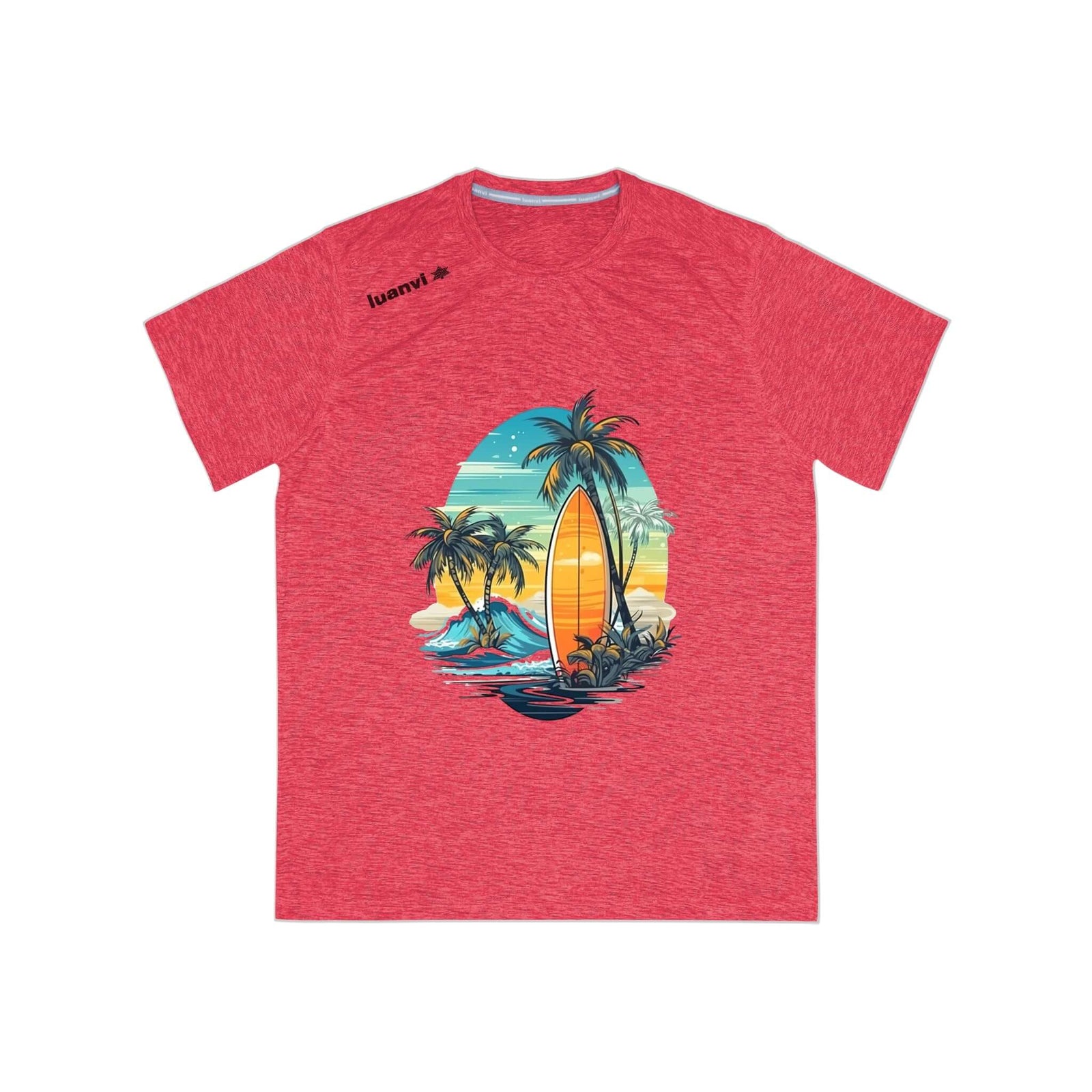Men's sports t-shirt featuring a surf design, perfect for outdoor adventures and camping at revlando.com.