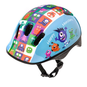 Casco de bicicleta Meteor KS06 Happy Monsters Jr para niños: ajustable, ligero y seguro