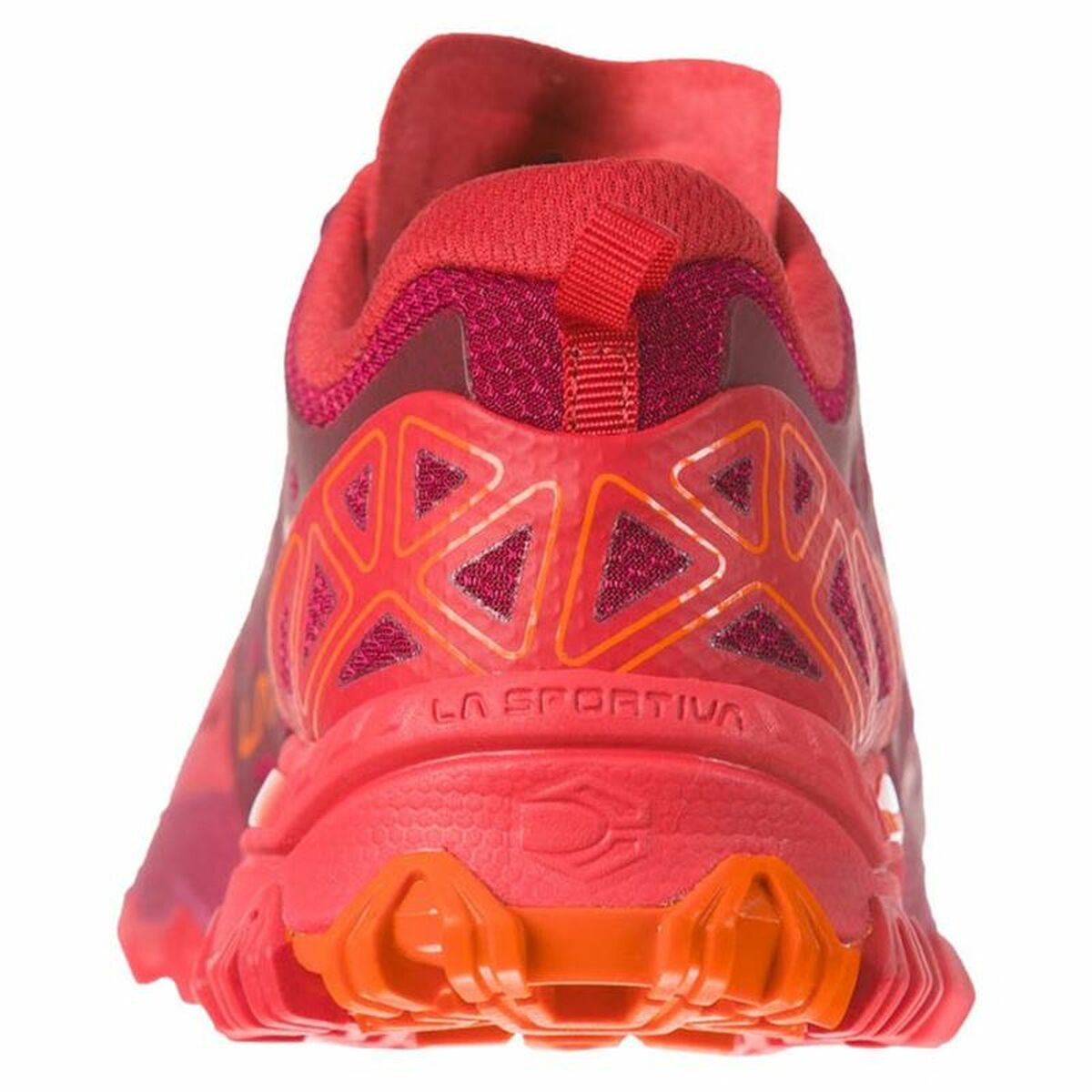 La Sportiva Bushido II Red running shoes for adults, ideal for outdoor adventures and camping, available at revlando.com.