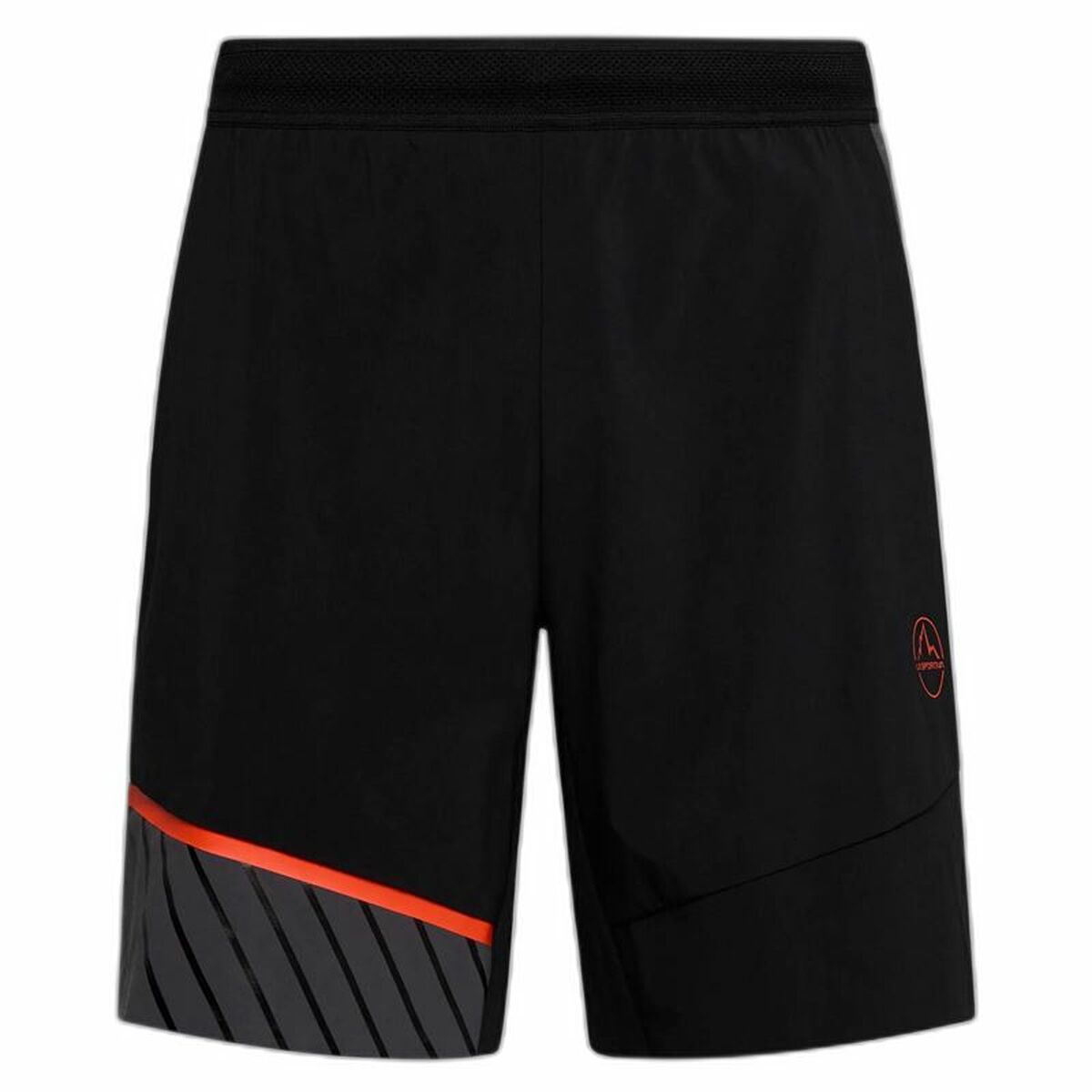 Men's black outdoor shorts with red accents for camping and adventures at revlando.com