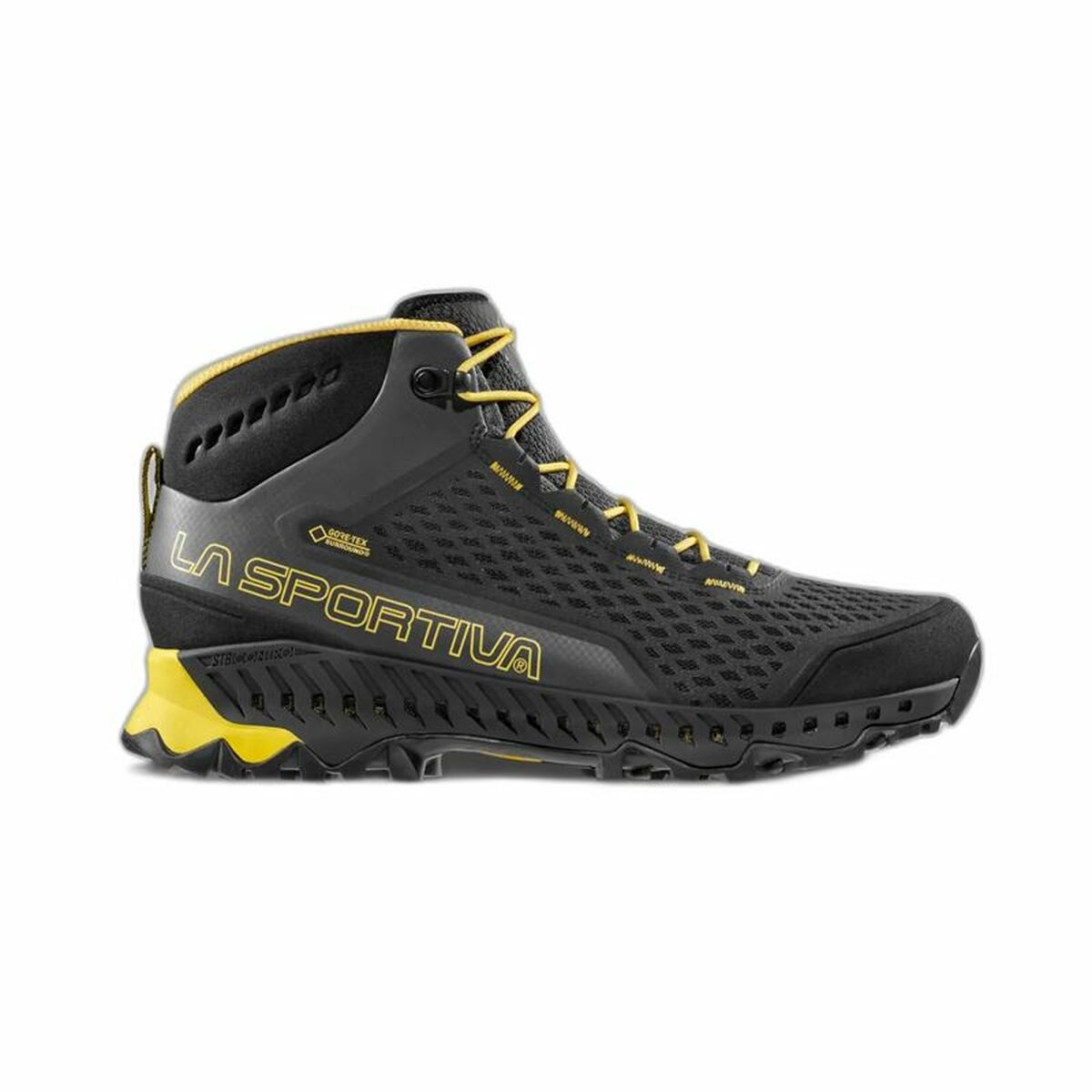 La Sportiva Stream GTX black running shoes for adults, perfect for outdoor adventures and camping. Available at revlando.com.