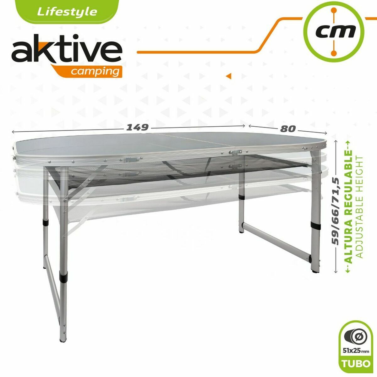 Folding Table Aktive 149 x 80 x 59 cm Camping-0