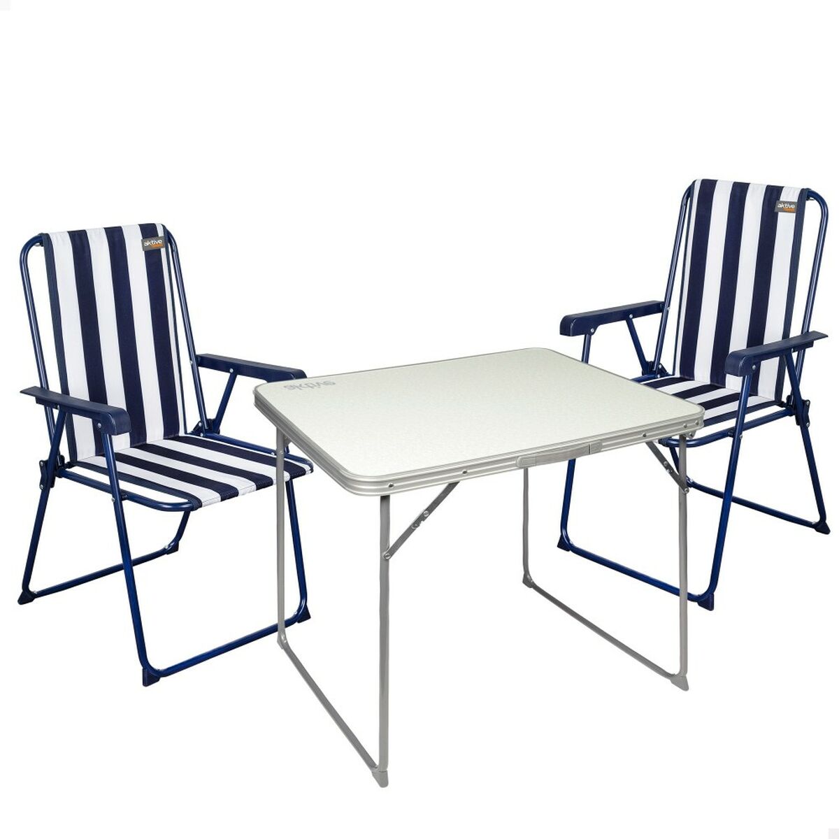 Table set with 2 chairs Aktive Foldable Camping-0