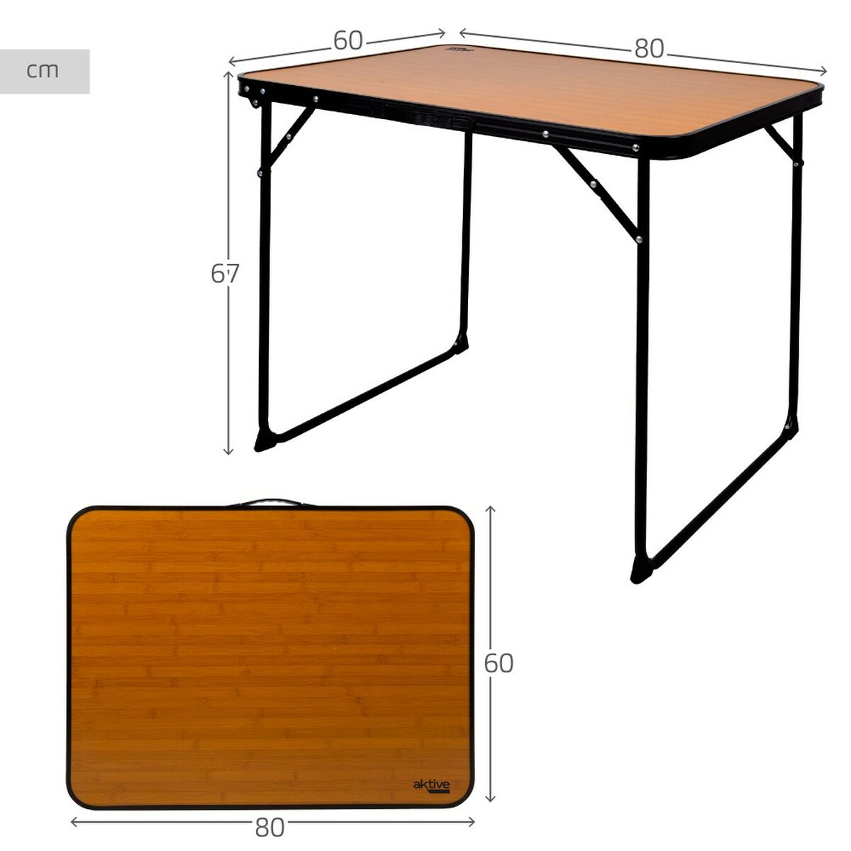 Folding Table Aktive Camping Bamboo 80 x 67 x 60 cm-0