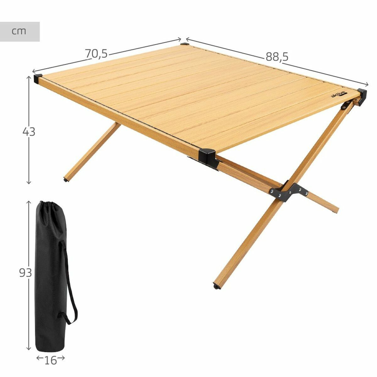 Folding Table Aktive Rectangular Camping Aluminium 88,5 x 70,5 x 43 cm-0